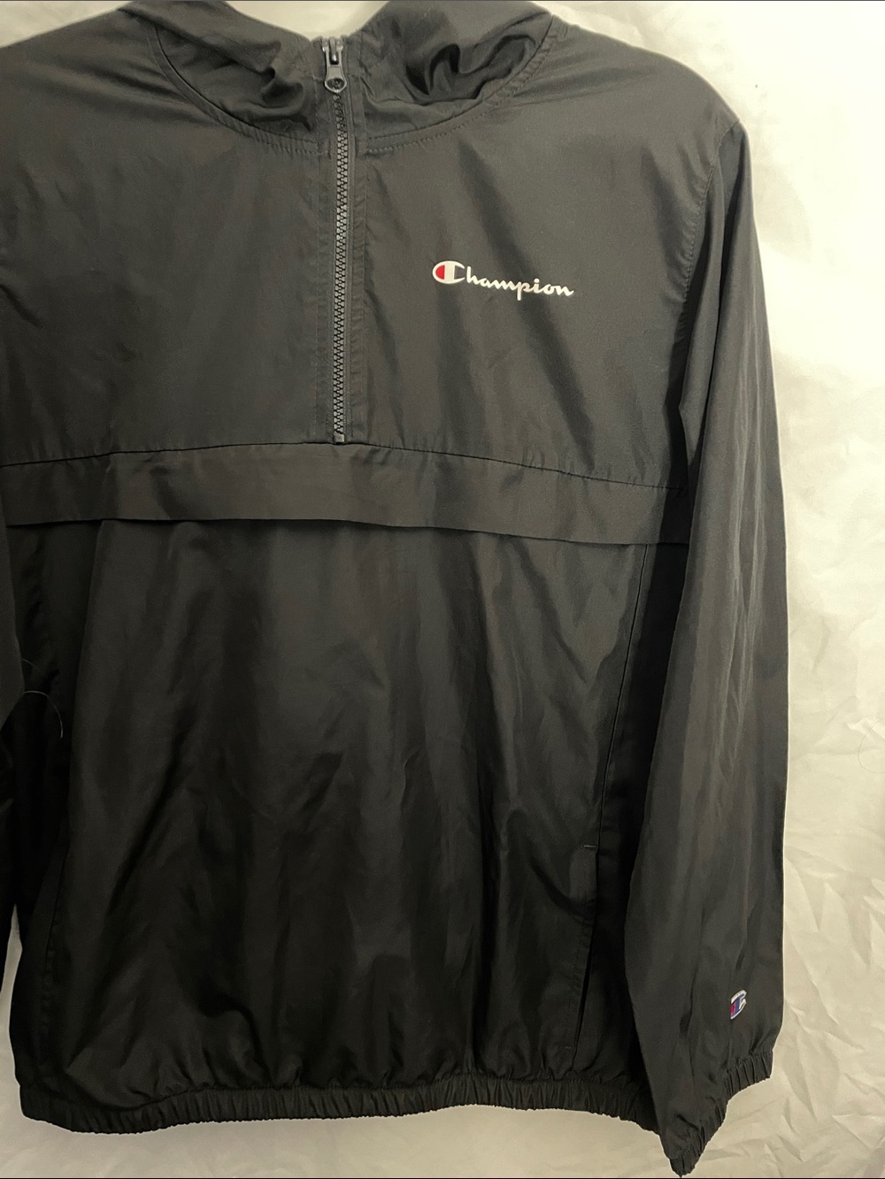 Champion Black Hooded Pullover Windbreaker Jacket